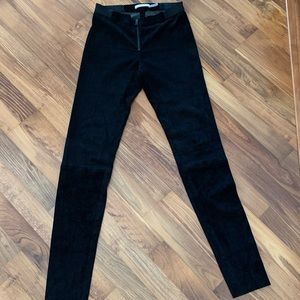 Alice + Olivia Front ZIP Black Suede Leggings